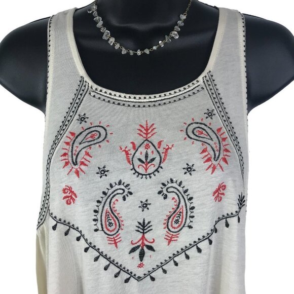 Altar'd State Cream High Low Embroidered Top - Picture 3 of 4